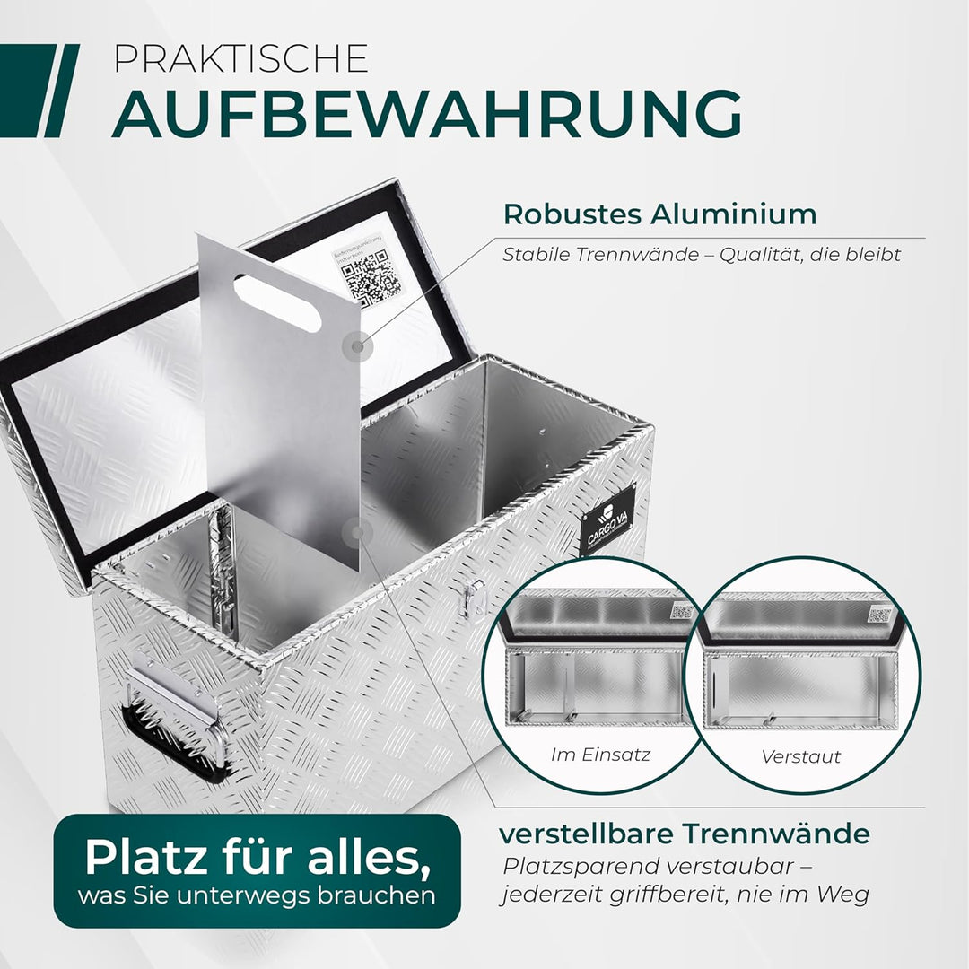 CargoVA - Wasserfeste Deichselbox - Mit Befestigung & Vorhängeschloss - Abschliessbare Anhängerbox [