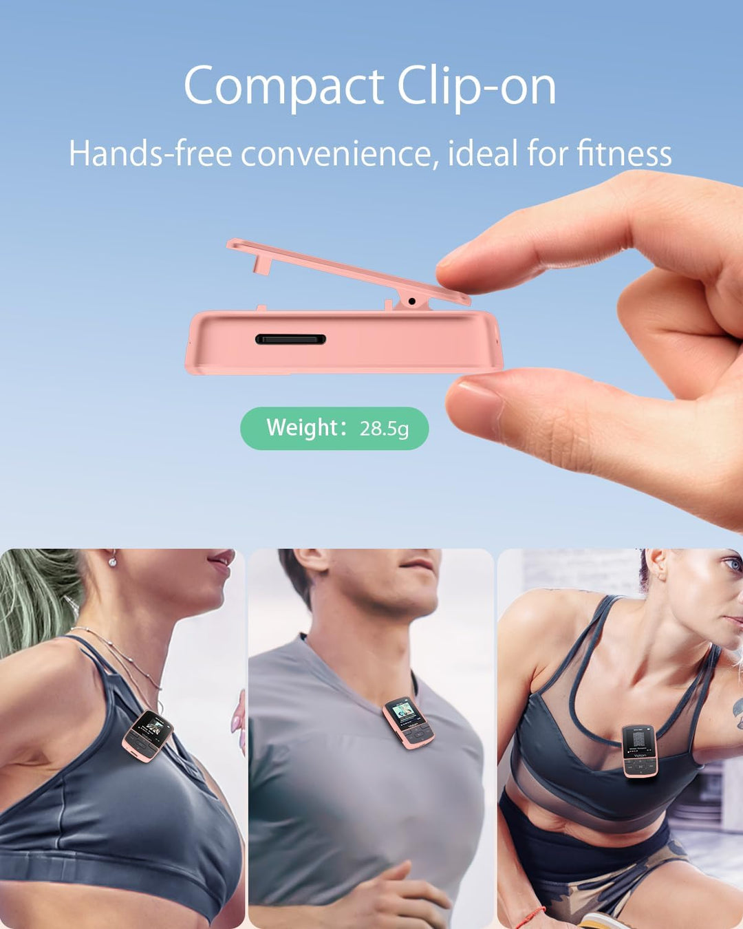 Yoton Bluetooth 5.2 MP3-Player, 64 GB Speicherplatz, Sportclip, HiFi-Klangqualität, Equalizer, Varia