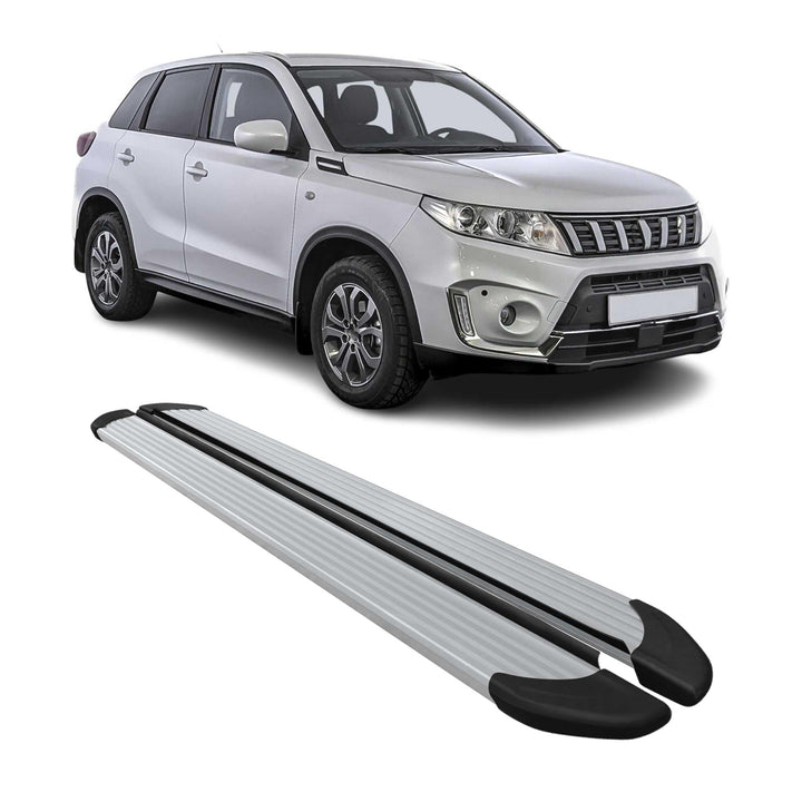 Trittbretter Seitenschweller kompatibel mit Suzuki Vitara 2015-2023 Aluminium Silber 2tlg