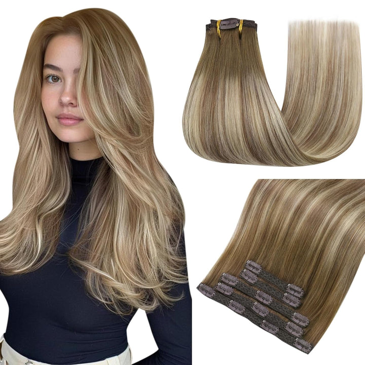 Easyouth Clip in Extensions Echthaar Balayage Clip in Extensiosn Remy Clip in Echthaar Extensions Ba