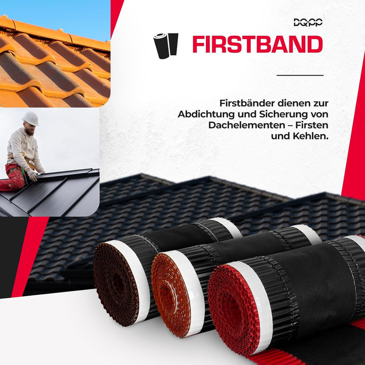 DQ-PP FIRSTBAND | Länge 5m | vRoll | Breite 390mm | Ziegelrot RAL 3011 |Aluminium PP Vlies | Selbstk