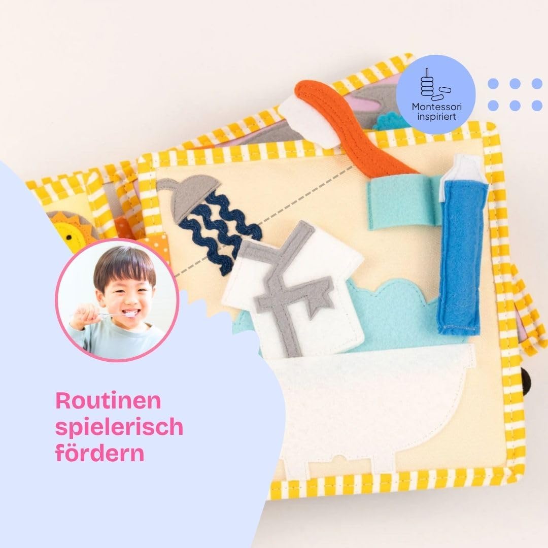 Jolly Designs 6-seitiges Mini Quiet Book Home Sweet Home- Montessori Lernspielzeug Tus Hochwertigem