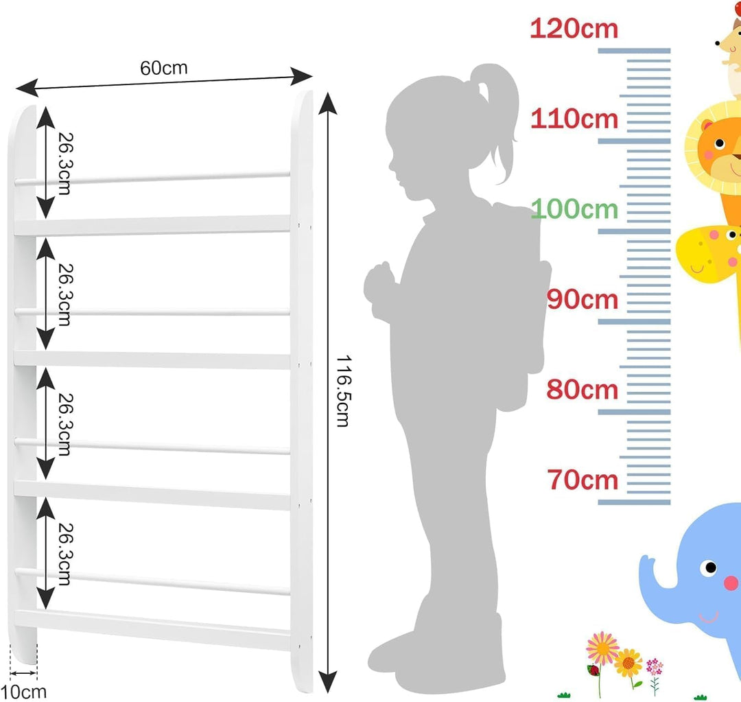 Youyijia Kinderbücherregal, 60 x 117 cm, 4-stufiges Kinderbücherregal, Aufbewahrungsregal für Kinder