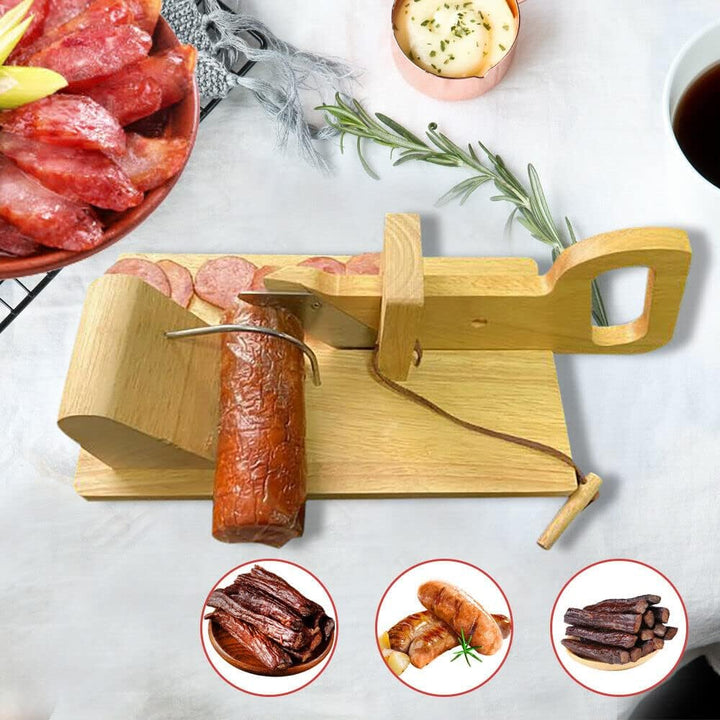 Kaibrite Holz Wurstschneidemaschine Speckschneidemaschine Wursthobel Wurst Schneider Cutter+Edelstah