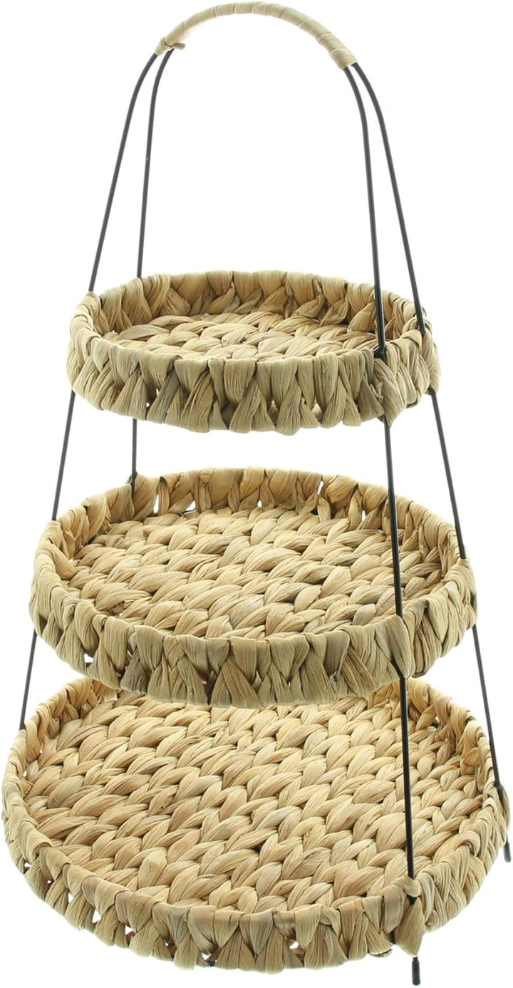 Dekoleidenschaft Etagere Wasserhyazinthe 52 cm hoch mit 3 Etagen, Obstetagere, Servierplatte, Cupcak