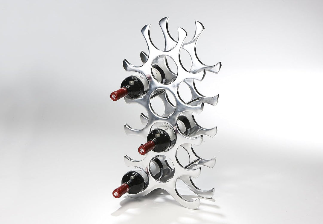 Kobolo Weinregal Flaschenregal Circle - für 15 Flaschen - Metall poliert - modern - Silber 25x14x55