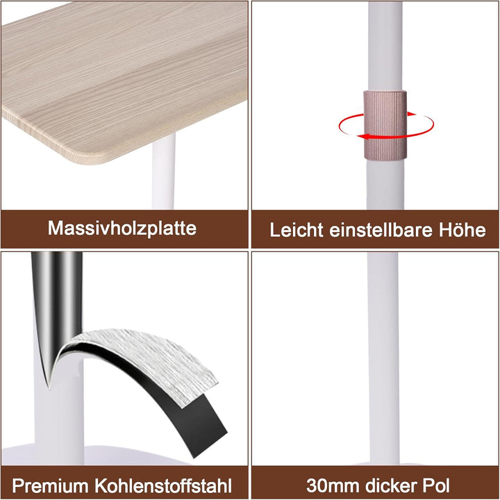 DFENG Stehpult Höhenverstellbar Schreibtisch Mobiler Stehtisch mit 46–120cm Laptop Ständer, Beweglic