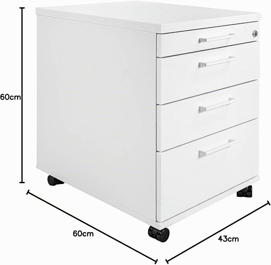 Profi Rollcontainer 60cm tief weiss Rollschrank Büro Container Optima