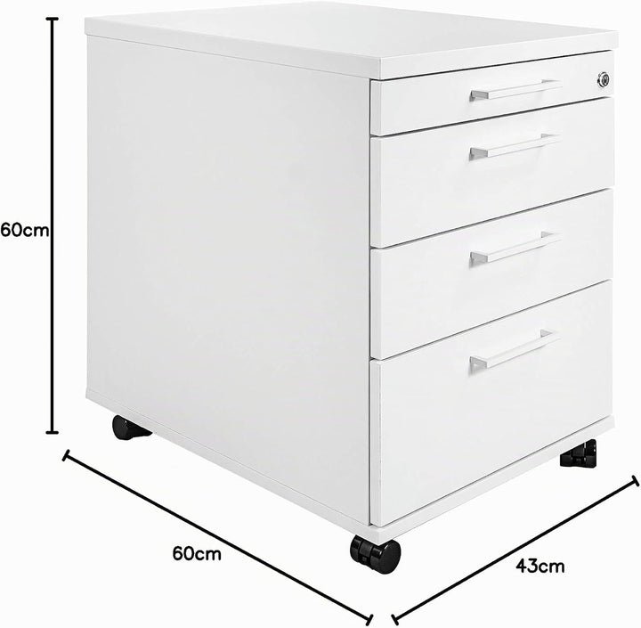 Profi Rollcontainer 60cm tief weiss Rollschrank Büro Container Optima