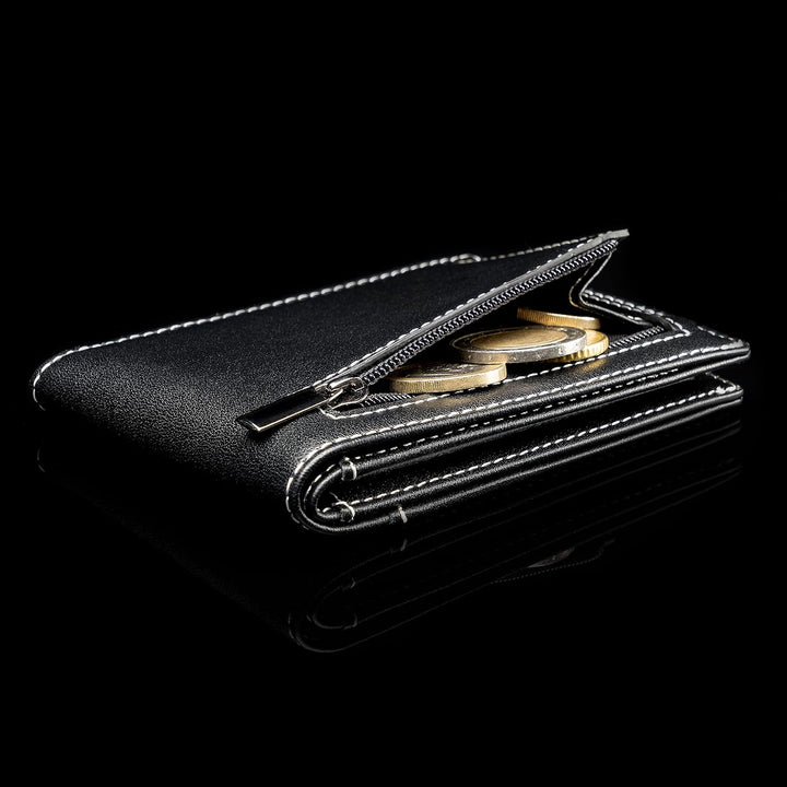 SERASAR | Premium Wallet [Clever] für Herren in schwarz aus Echtleder | 11 Kartenfächer | Wahlweise