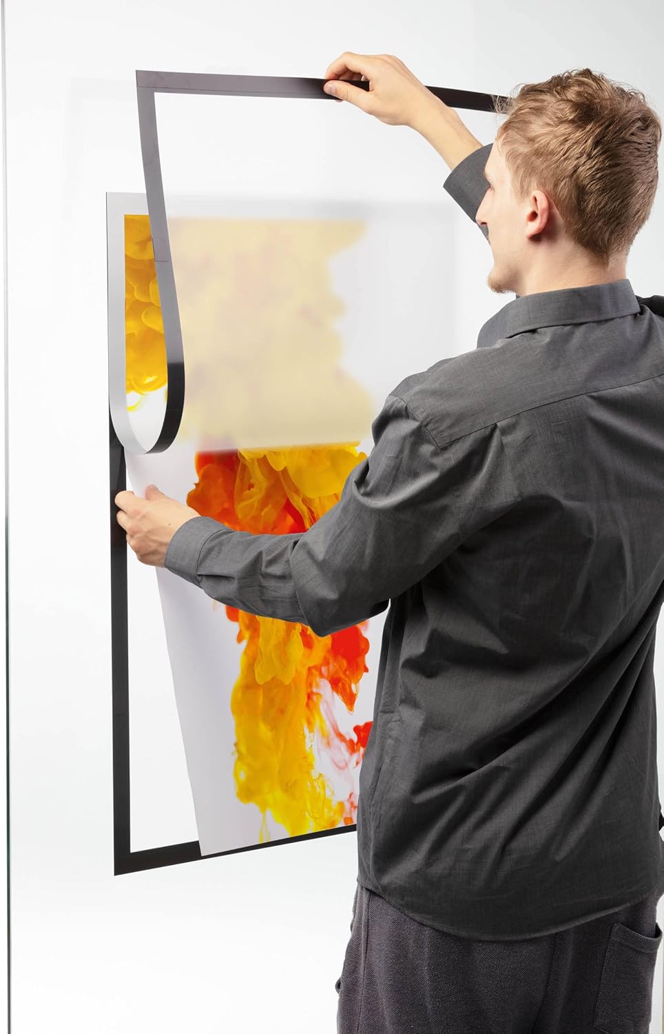 Durable Info-Rahmen Duraframe Poster A2, selbstklebender Plakatrahmen, UV-beständig, 1 Stück, silber
