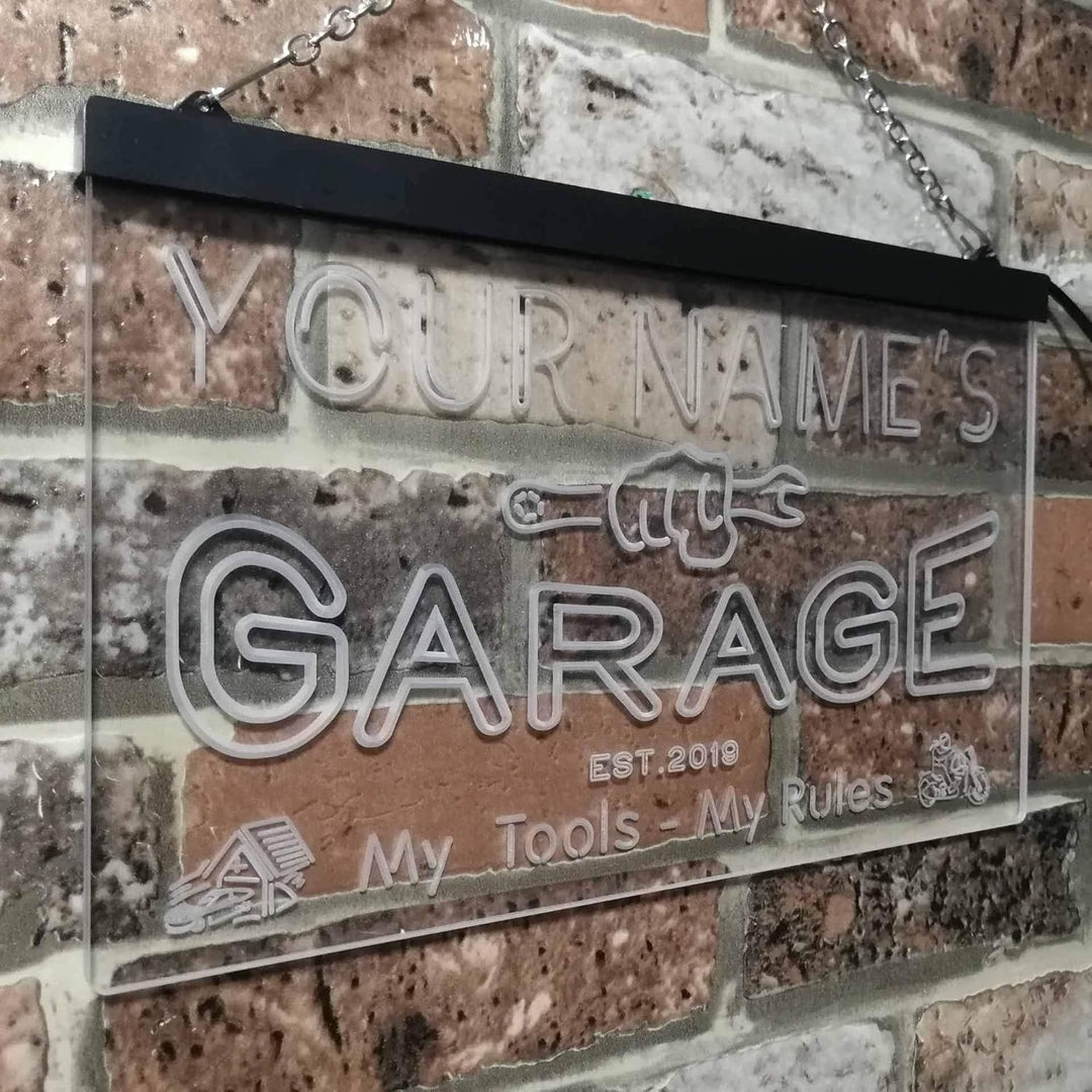 Personalized Your Name Est Year Theme Garage Man Cave Deco Dual Color LED Barlicht Neonlicht Lichtwe