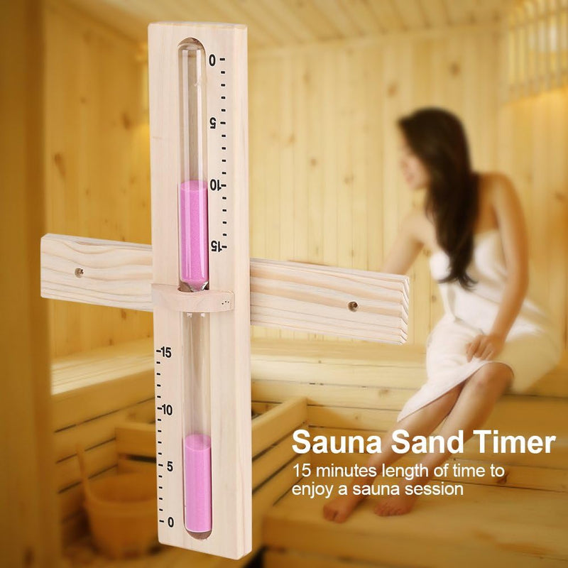 15 Minuten Sauna Sanduhren, Sauna Zubehör Set aus Holz Sanduhr Wanduhr mit rotierender Sanduhr und r