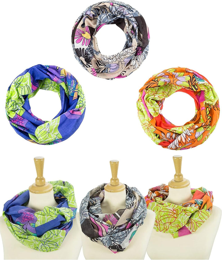 Sunsa Damen 3 Set Loop Schals. 100% Baumwolle Schlauchschals für Frühlings/Sommer. Dünne Loopschals