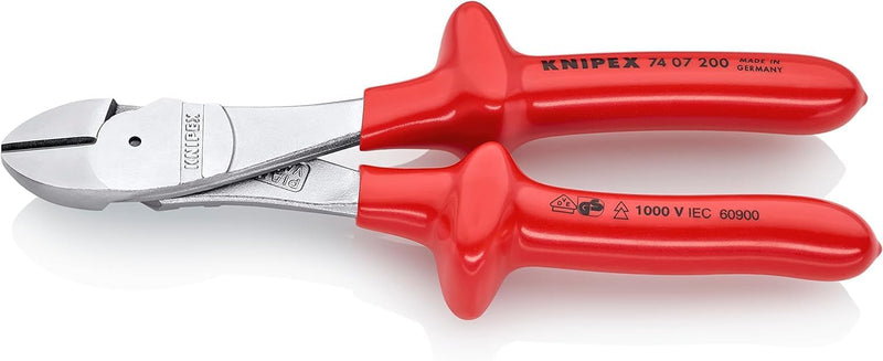 Knipex Kraft-Seitenschneider verchromt, tauchisoliert, VDE-geprüft 200 mm 74 07 200 verchromt 200 mm