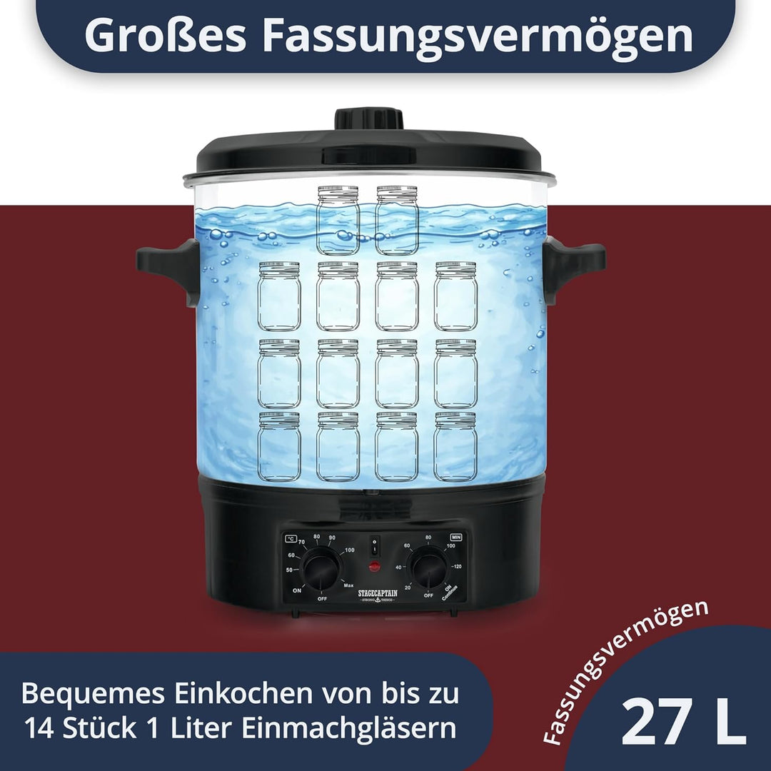Stagecaptain GWK-27A Glühweinkocher - Einkochautomat mit 27 Liter - 2000 Watt - Gebürsteter Edelstah