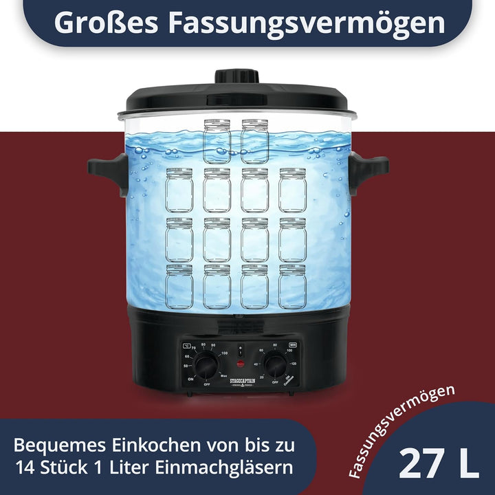 Stagecaptain GWK-27A Glühweinkocher - Einkochautomat mit 27 Liter - 2000 Watt - Gebürsteter Edelstah