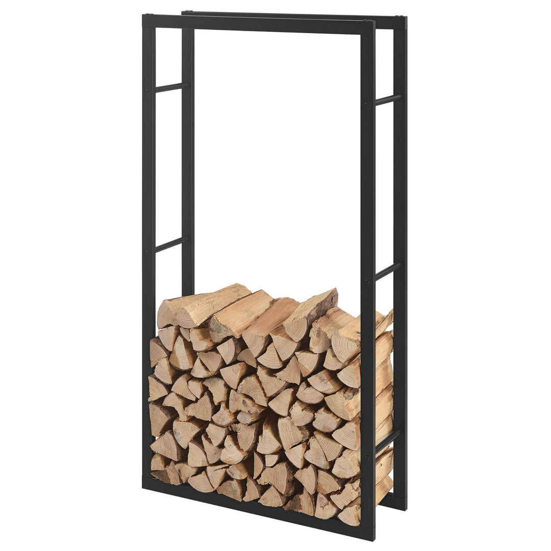[en.casa] Kaminholzregal Täby Brennholzregal innen aussen Metall 80 x 25 x 150 cm Holzunterstand Sta