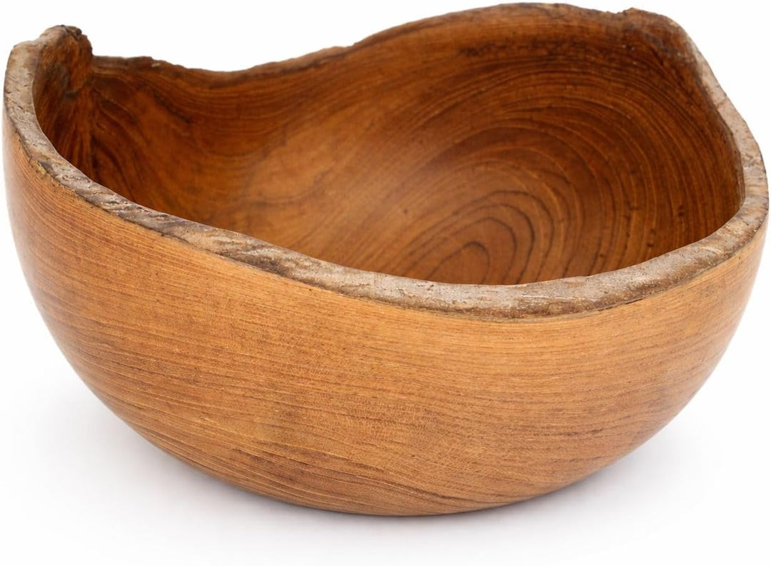 Windalf Rustikale Teakschale NAMIA Ø 20 cm Naturschale Obstschale Handarbeit aus Wurzelholz