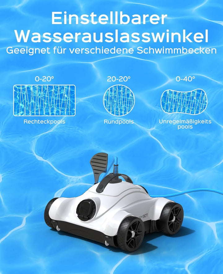 WYBOT Poolroboter mit 150W Leistungsstarke zum Reinigen grosser Blätter und Steine, Poolsauger mit D