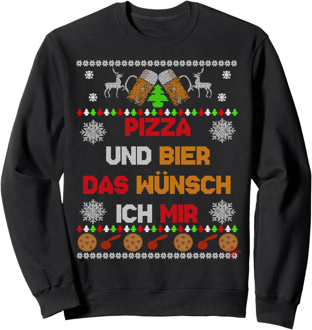 Bier und Pizza Weihnachtspullover Ugly sweater lustiges Bier Sweatshirt