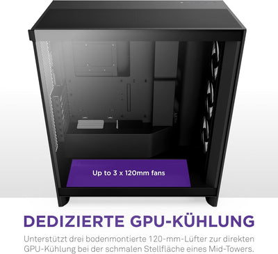 NZXT H7 Flow RGB | Mid-Tower-ATX-Airflow-Gehäuse mit RGB-Lüftern | Unterstützt Lüfter im Boden zur d