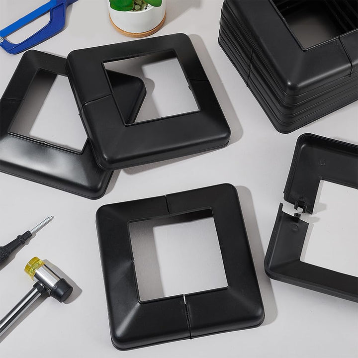 15 Stück Schwarze Pfostensockelabdeckung 10x10cm PVC Pfostenverkleidung Geteilte PVC Zaunpfostenhüls