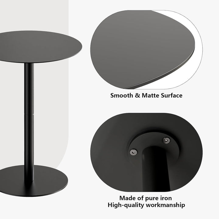 HOMEWINS Runder Beistelltisch in Schwarz, Hochwertige Metall Matte Textur, Modern Design Couchtisch,