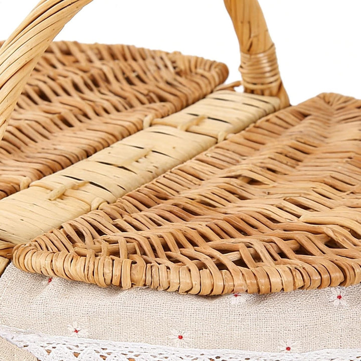 Weiden-Picknickkorb - Vielseitiger Landhausstil mit Deckel - Korb im Rattan-Look zur Aufbewahrung,fü