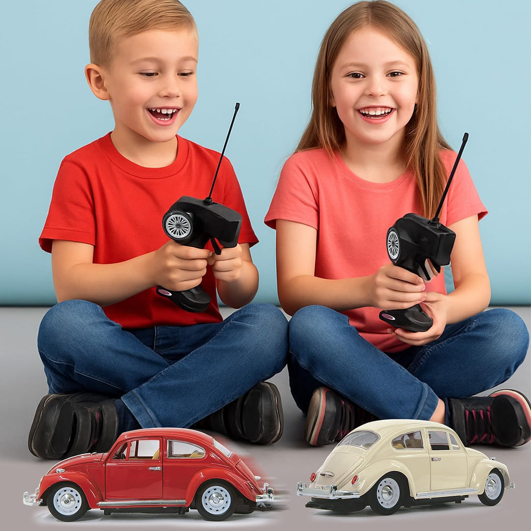 JAMARA 405110 - VW Käfer 1:18 RC Diecast 27MHz - Kultfahrzeug mit Gummi-Bereifung, öffnen von Türen,