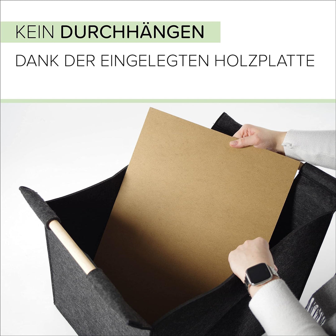 Kobolo Filzkorb Holzkorb für Kaminholz Allzweckkorb - Filz - dunkelgrau - 51x41x26 cm 45x41x40