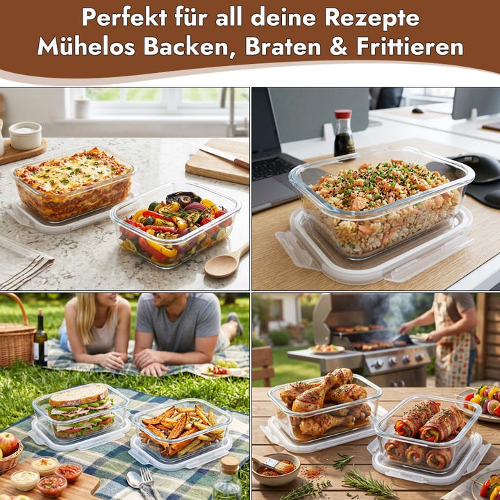 BYKITCHEN 2 Stück Airfryer Zubehör für Ninja AF400EU/SL400EU/Cosori Heissluftfritteuse 2 kammern, Gl