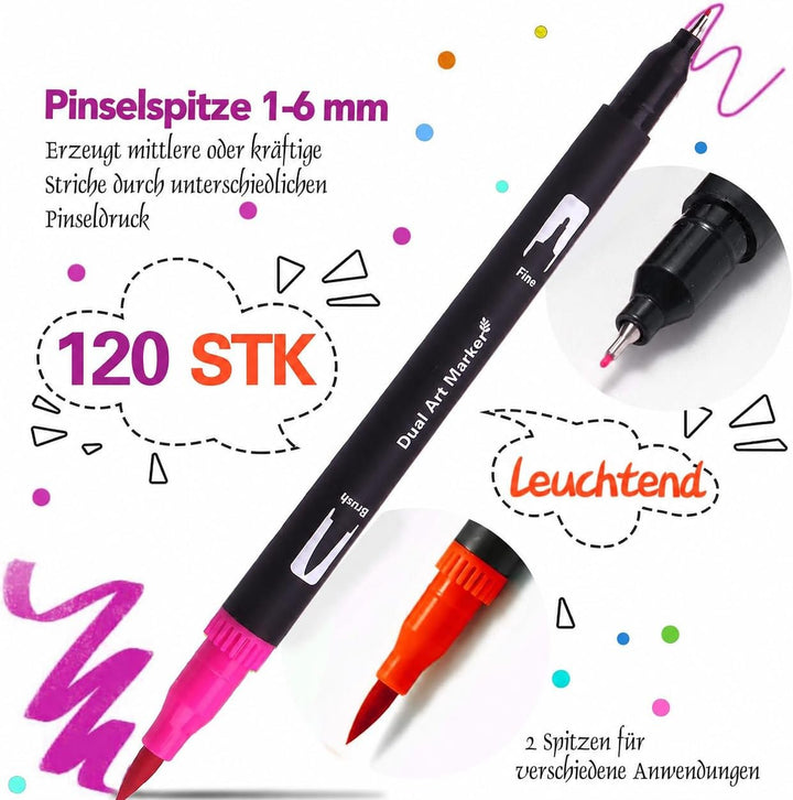 Bonala Brush Pen Set, 132 Doppelspitze Pinselstifte Filzstifte für Erwachsene für Kalligraphie Malen