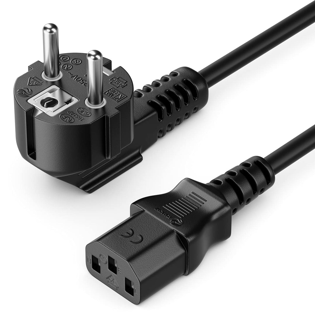deleyCON 20m Kaltgerätekabel Netzkabel Stromkabel Schutzkontakt Stecker Typ F (CEE 7/4) 90° Gewinkel