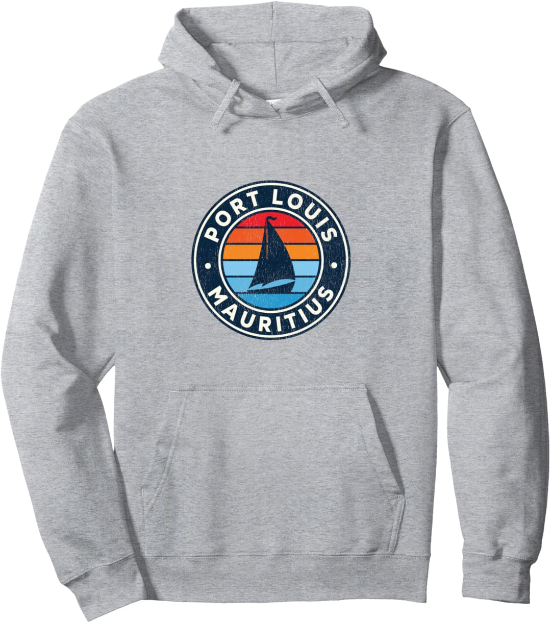 Port Louis Mauritius Vintage Segelboot Retro 70er Jahre Pullover Hoodie