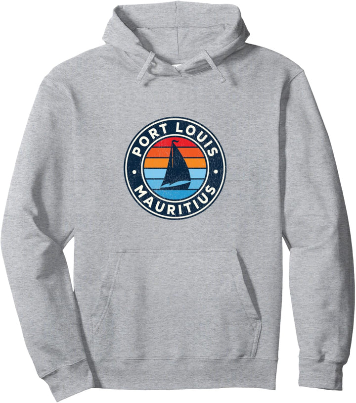 Port Louis Mauritius Vintage Segelboot Retro 70er Jahre Pullover Hoodie