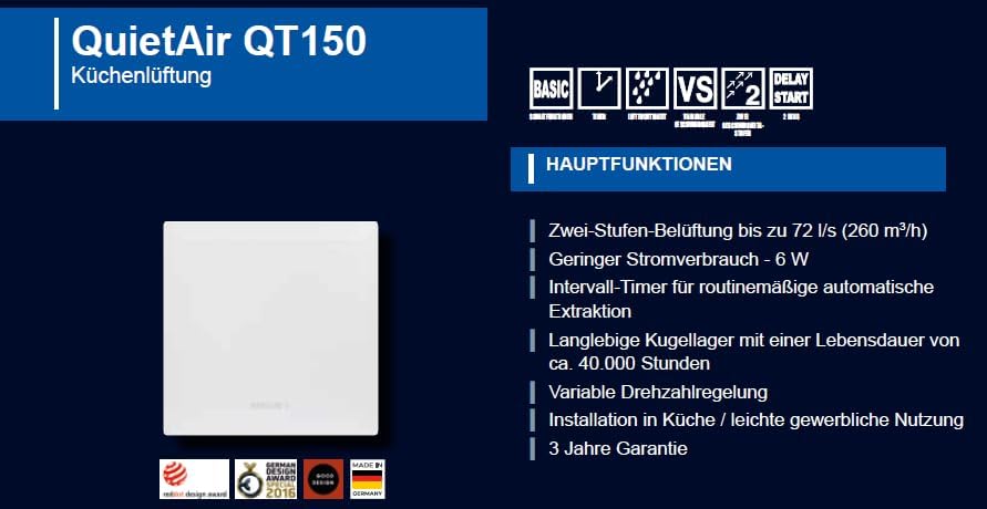 Airflow 90000454 Wandventilator QUIETAIR, 90000454 Weiss, Weiß