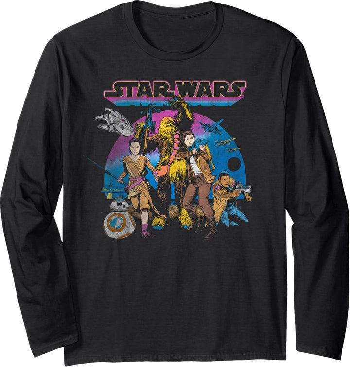 Star Wars Jyn Erso, Han Solo, Chewbacca, Retro Color Langarmshirt