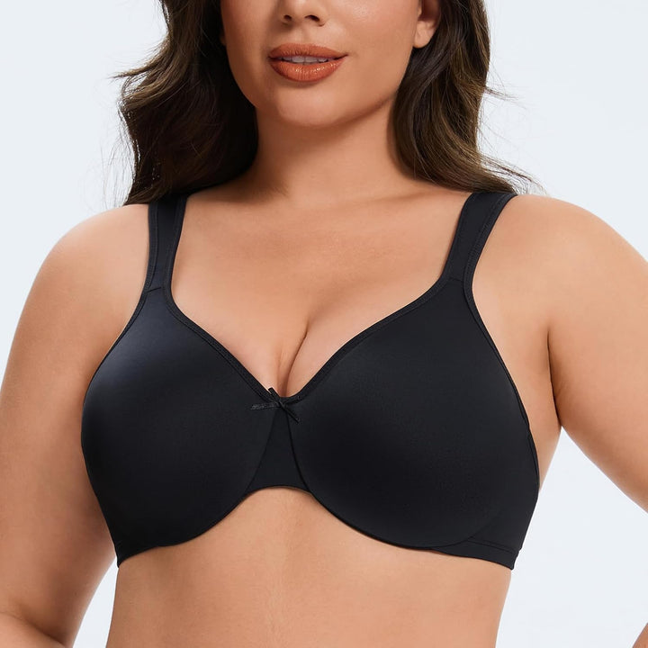 MELENECA Damen Minimizer-BH für grosse Brüste mit Bügel, Grosse Grössen, Vollabdeckung 70D Schwarz,