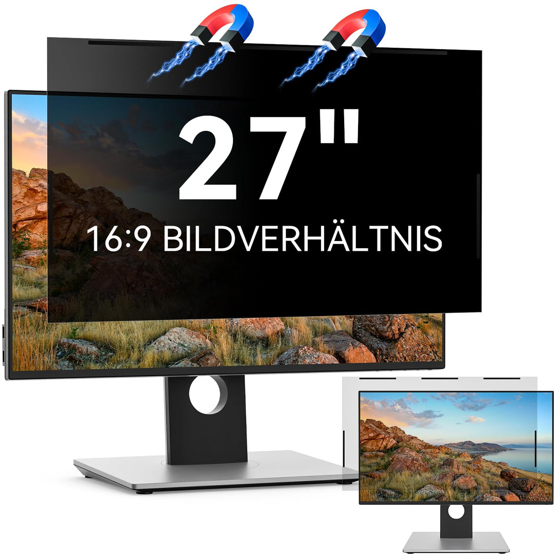 Magnetischer Computer Sichtschutzfolie 27 Zoll 16:9, Anti Blaulicht Blendschutz Displayschutz, 27" M