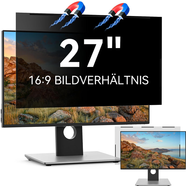 Magnetischer Computer Sichtschutzfolie 27 Zoll 16:9, Anti Blaulicht Blendschutz Displayschutz, 27" M