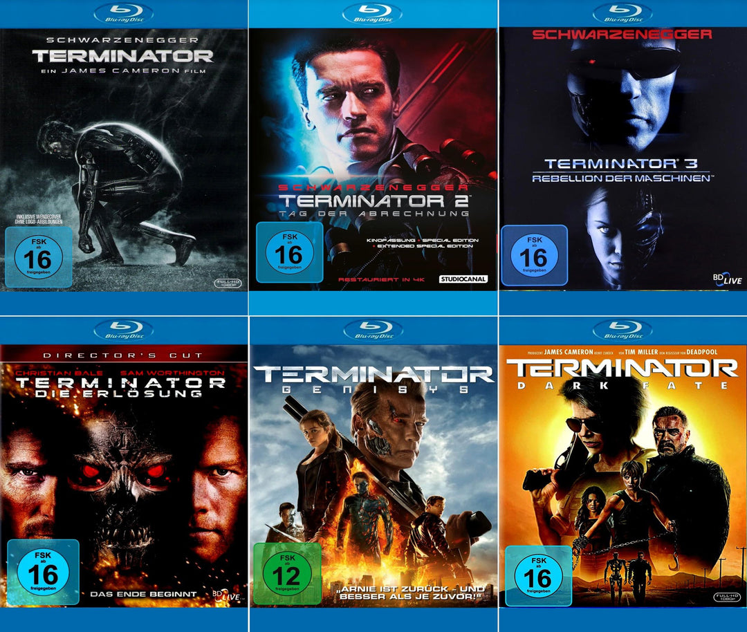 Terminator 1-6 (Teil 1+2+3+4+5+6) Uncut Edition [6er Blu-ray-Set], Blu-ray