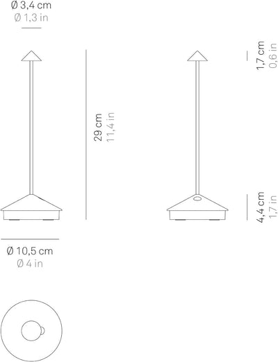 Zafferano Pina Pro, Kabellose wiederaufladbare LED-Tischlampe, Touch-Dimmer 2700K, IP54 für den Inne