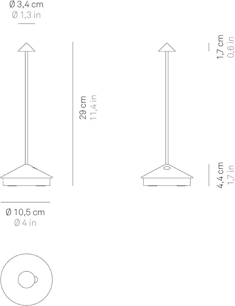 Zafferano Pina Pro, Kabellose wiederaufladbare LED-Tischlampe, Touch-Dimmer 2700K, IP54 für den Inne