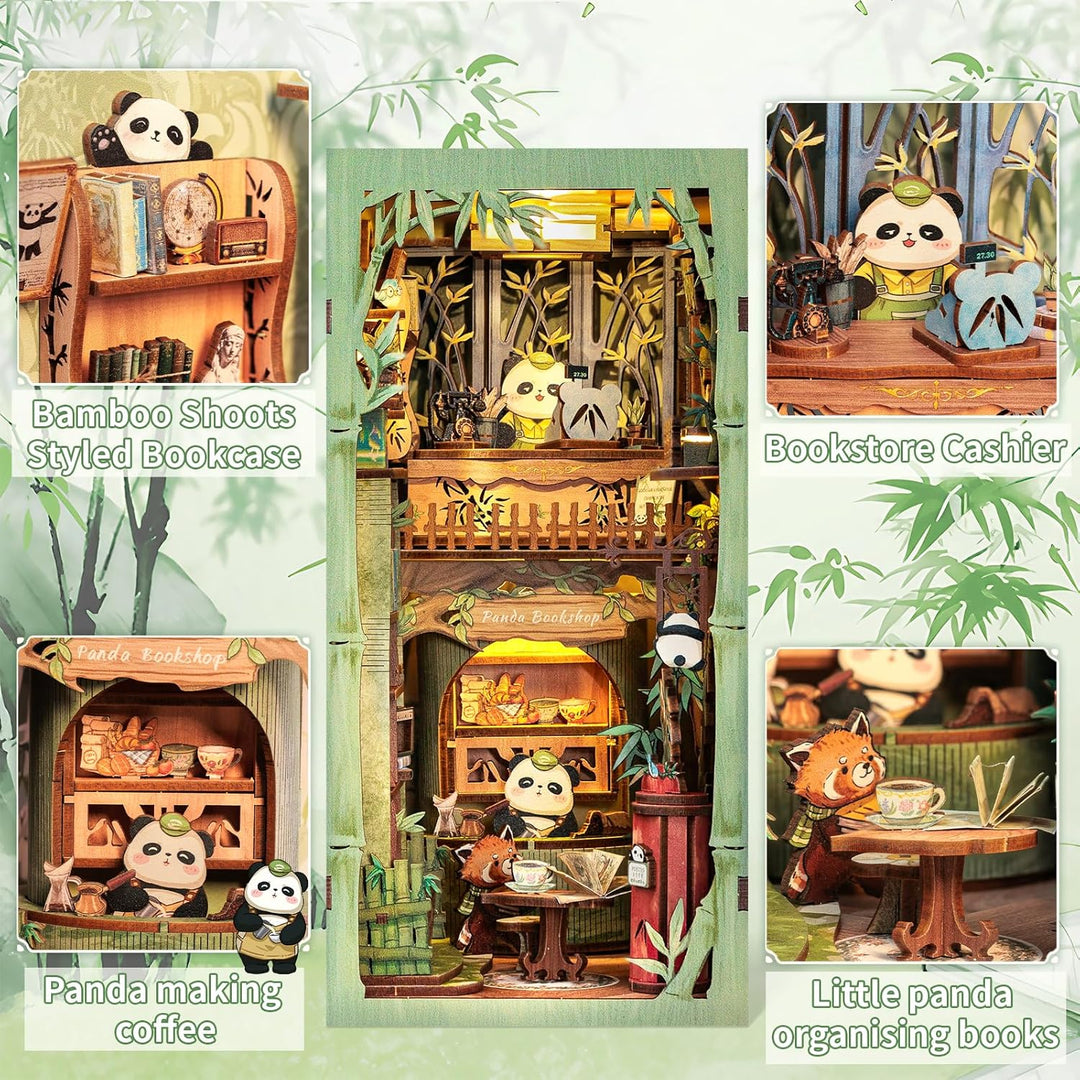 CUTEBEE DIY Book Nook Puppenhaus Kit mit Staubschutz und LED-Licht -DIY Miniatur Haus Kit,Holzkunst