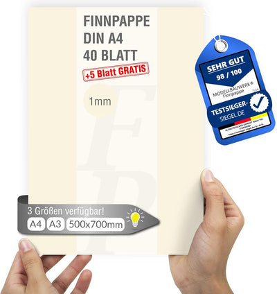 40 Blatt Finnpappe DIN A4 | 1mm Stärke | Modellbauwerk® | für Modellbau und Basteln | Architektur |