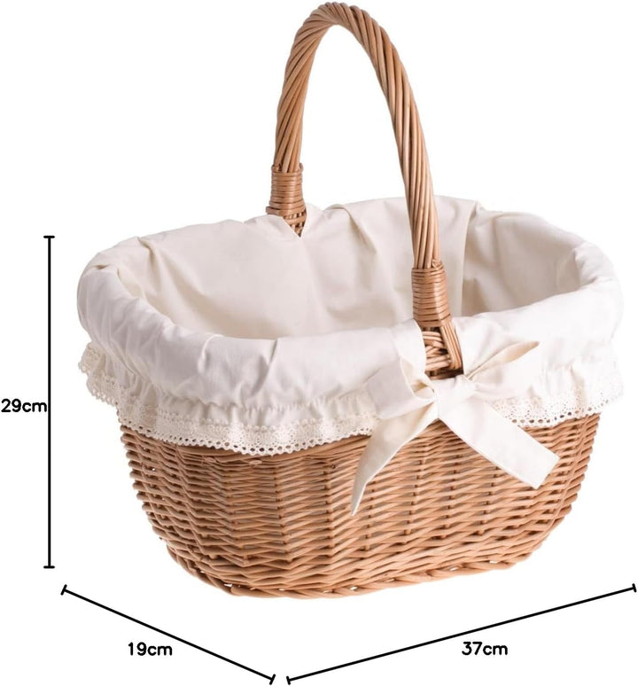 Geschenkkorb aus Weide, Weidenkorb in Naturfarbe, Präsentkorb, Dekorationskorb, Henkelkorb