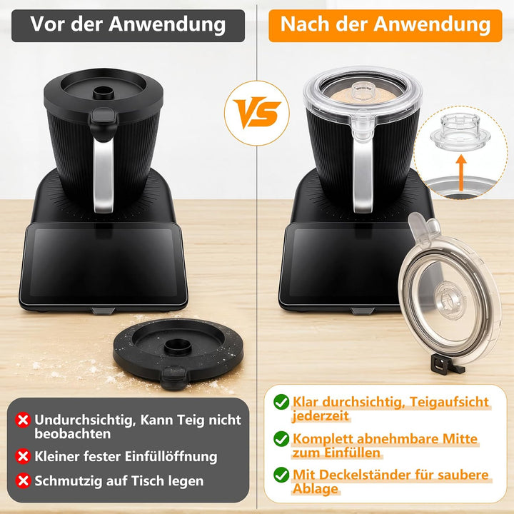 SelfTek 2 Stück Deckel &amp; Halter Kompatibel mit TM7, Spülmaschinenfest, Deckel &amp; Halter