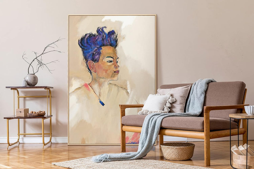 YS-Art XXL Abstrakt Acryl Gemälde auf Leinwand mit Rahmen Schiele handgemalte Wandbilder Wohnzimmer