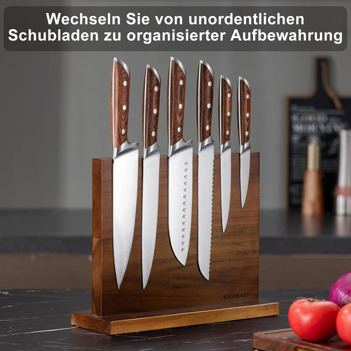 Messerblock Magnetisch -KUCHEASY Messerblock ohne Messer -Magnetischer Messerblock Holz -Messerhalte